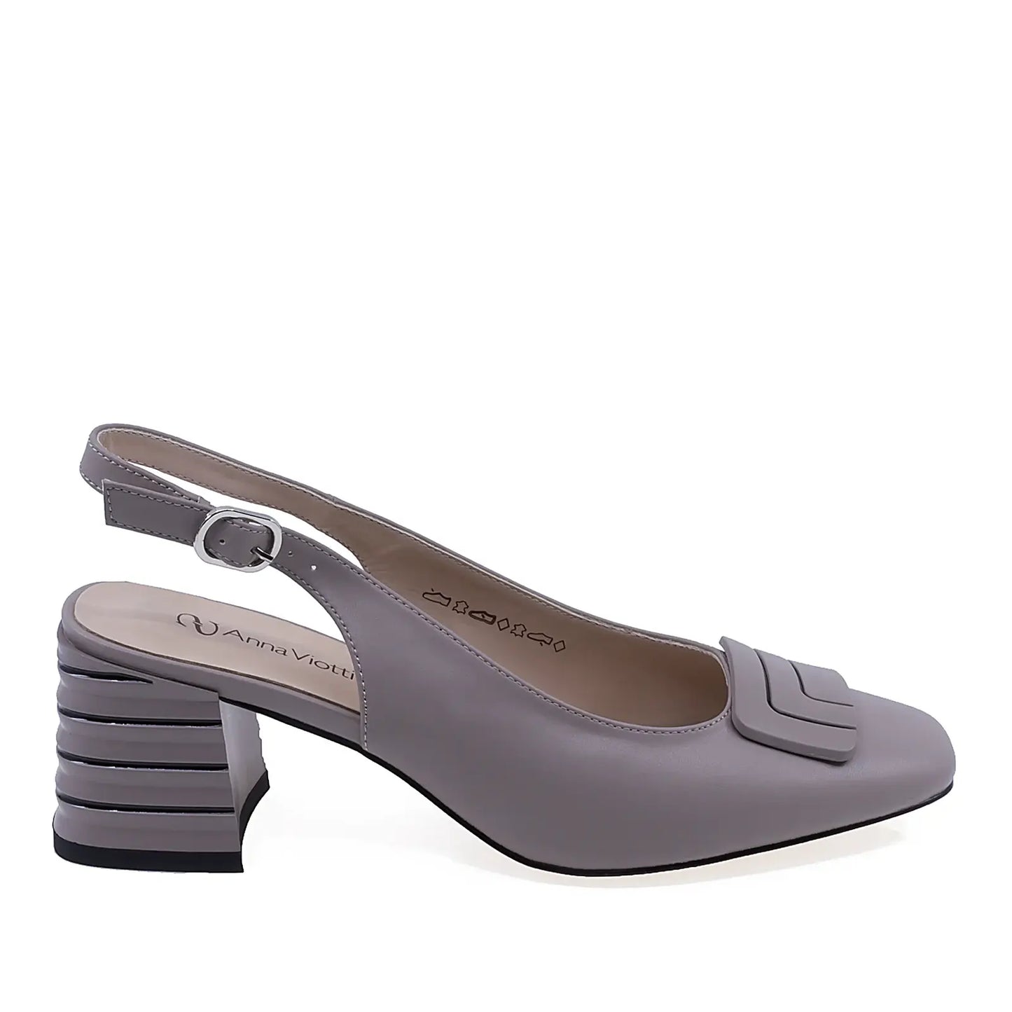Pantofi dama eleganti Anna Viotti D106-H3G819-GW1056V-QJ din piele naturala gri vedere lateral dreapta cu toc patrat de 6,5 cm