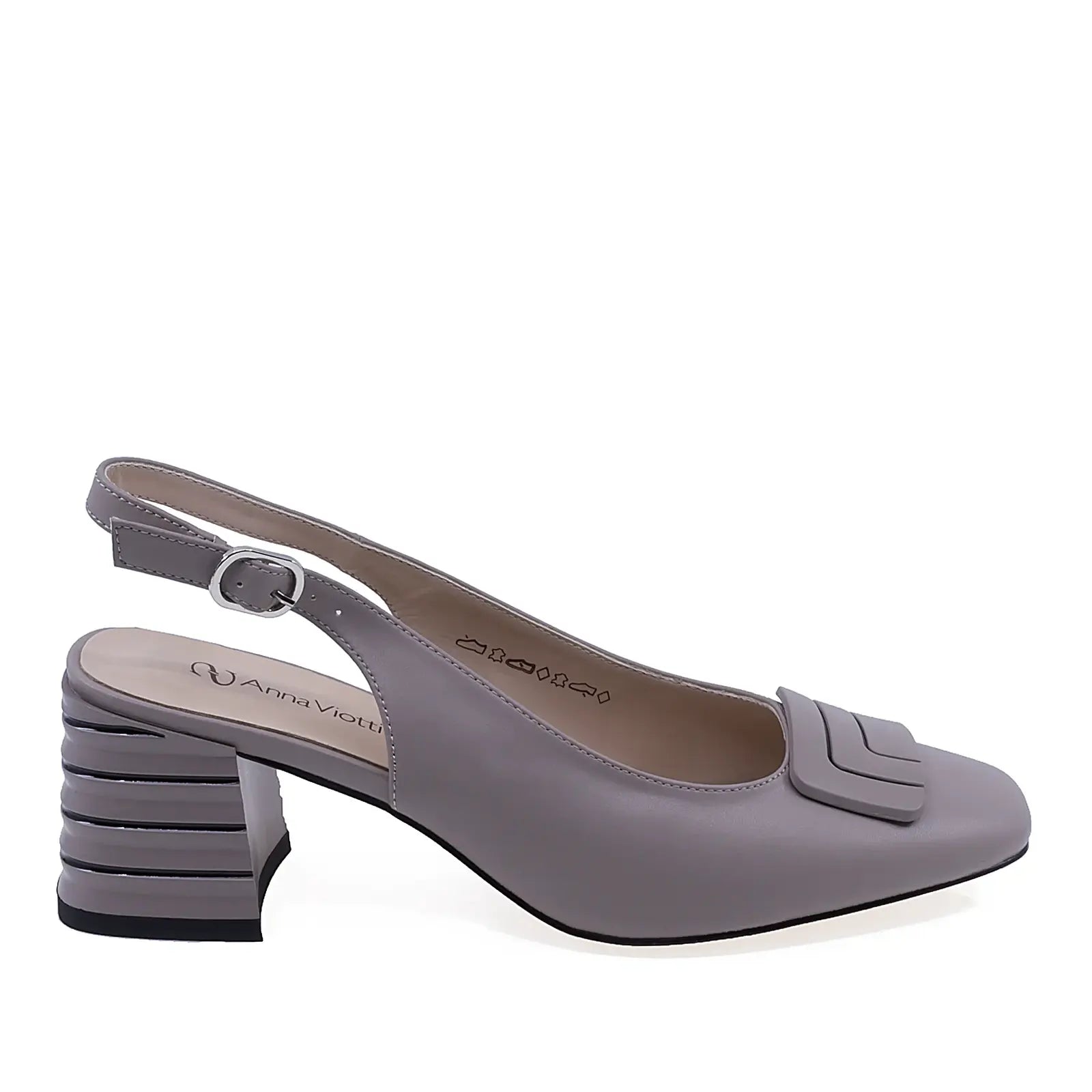 Pantofi dama eleganti Anna Viotti D106-H3G819-GW1056V-QJ din piele naturala gri vedere lateral dreapta cu toc patrat de 6,5 cm