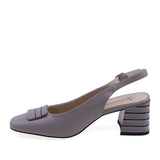 Pantofi dama eleganti Anna Viotti din piele naturala gri vedere lateral stanga model office elegant