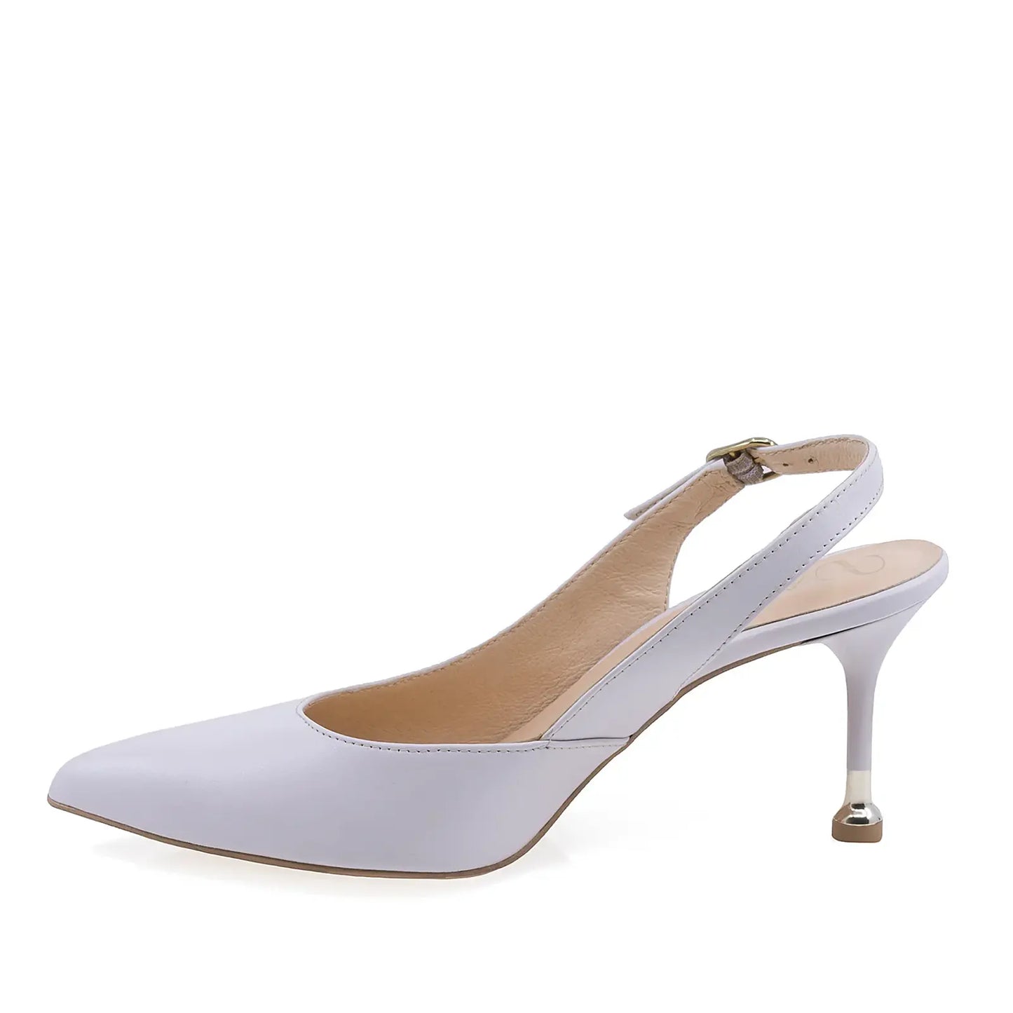 Pantofi dama Anna Viotti D3238 din piele naturala ivoar vedere laterala stanga design elegant tip slingback