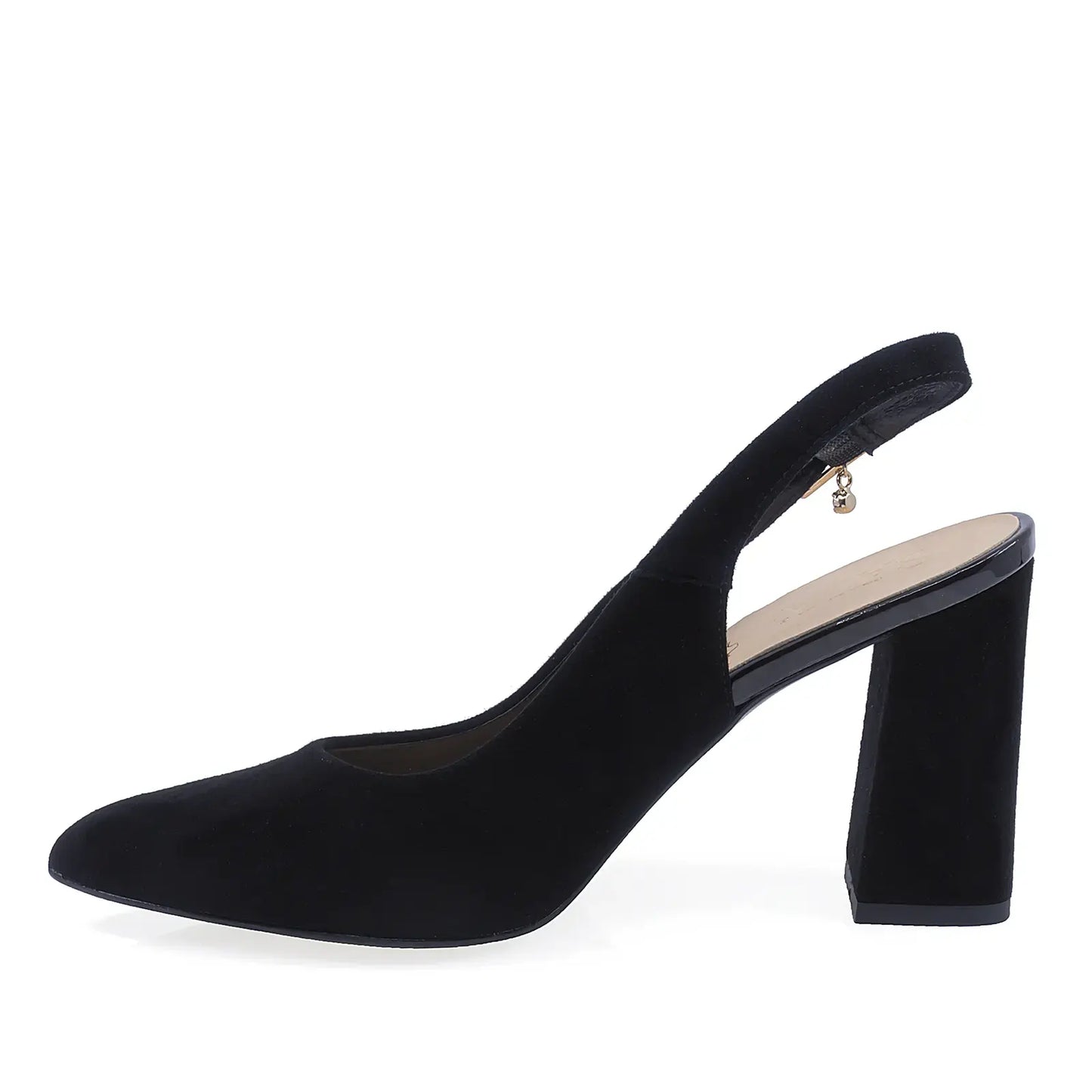 pantofi dama eleganti Sala 947 negri piele intoarsa lateral stanga design rafinat