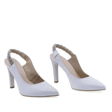 Pantofi dama eleganti Kordel D2183 albi din piele naturala, cu varf ascutit tip stiletto si toc de 10 cm