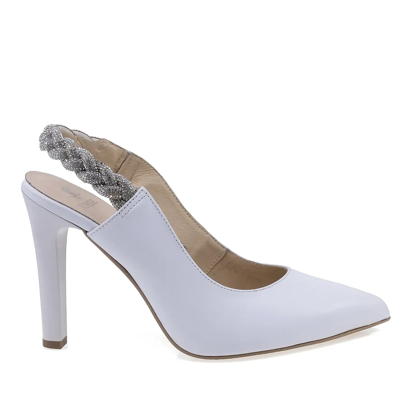 Pantofi dama eleganti Kordel D2183 albi, vedere laterala dreapta, design sofisticat si feminin