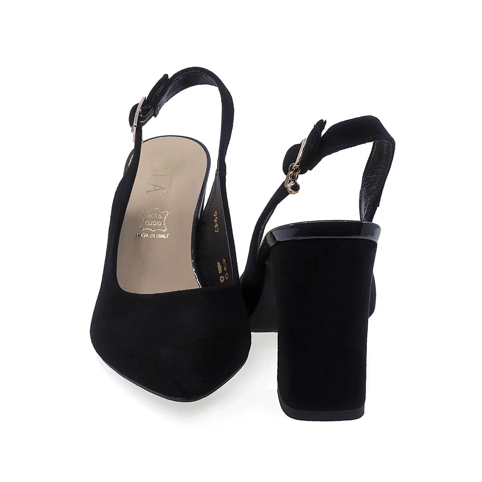 pantofi dama eleganti Sala 947 negri spate deschis design feminin toc patrat