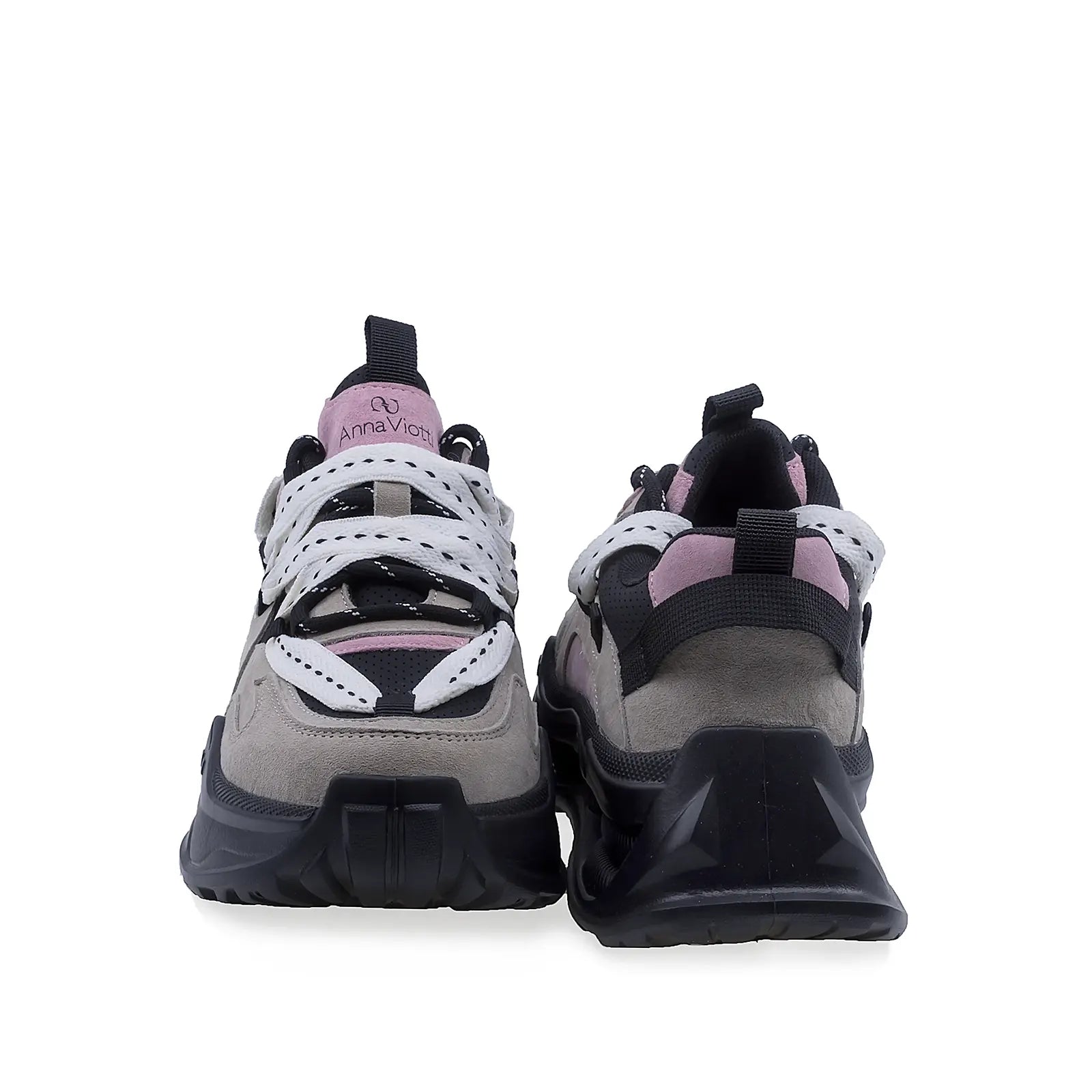 Pantofi damă sport Anna Viotti D106-2 bej/multi, vedere spate, toc 3,5 cm față / 5 cm spate, confort și stil casual