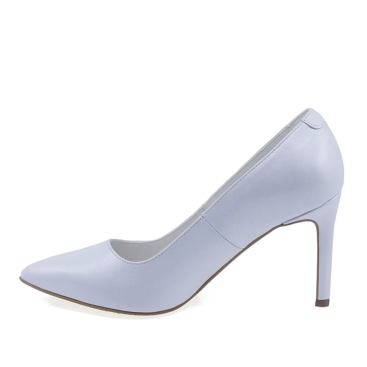 Pantofi dama eleganti Guban D1206 piele naturala albi vedere lateral stanga design stiletto elegant