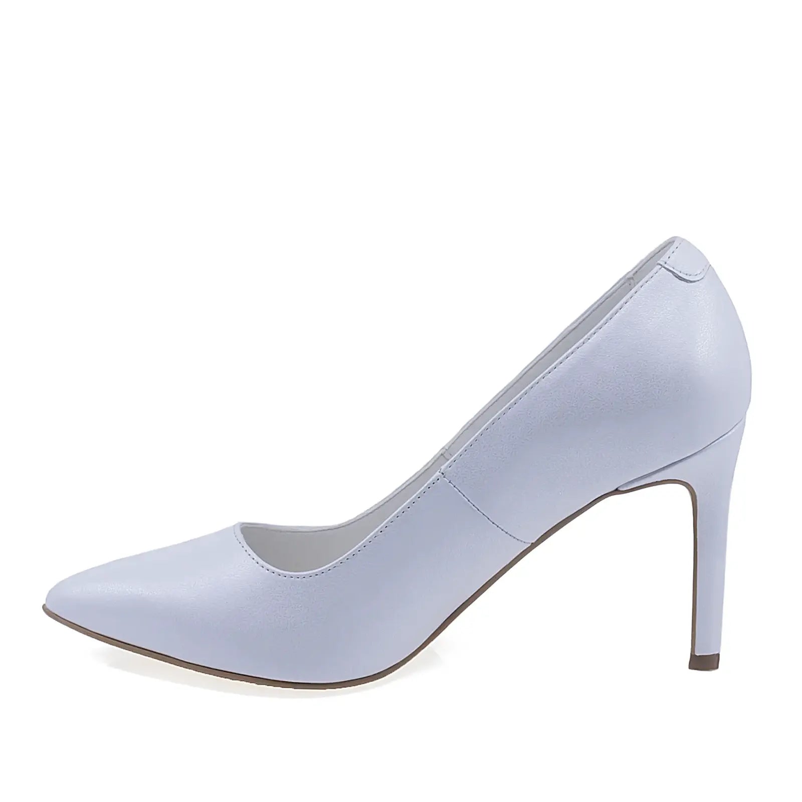 Pantofi dama eleganti Guban D1206 piele naturala albi vedere lateral stanga design stiletto elegant