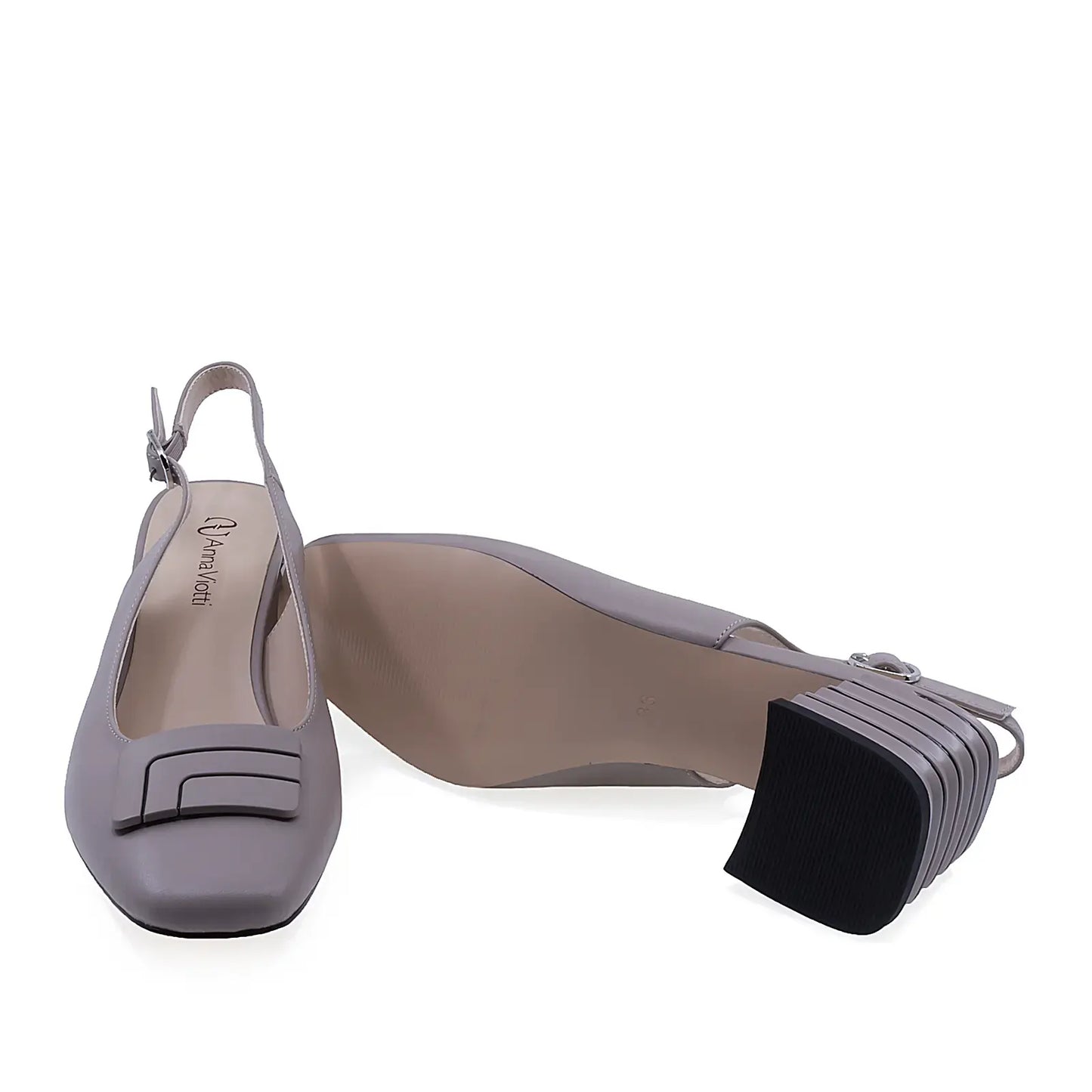 Pantofi dama eleganti Anna Viotti cu toc patrat de 6,5 cm pentru mers stabil si confortabil
