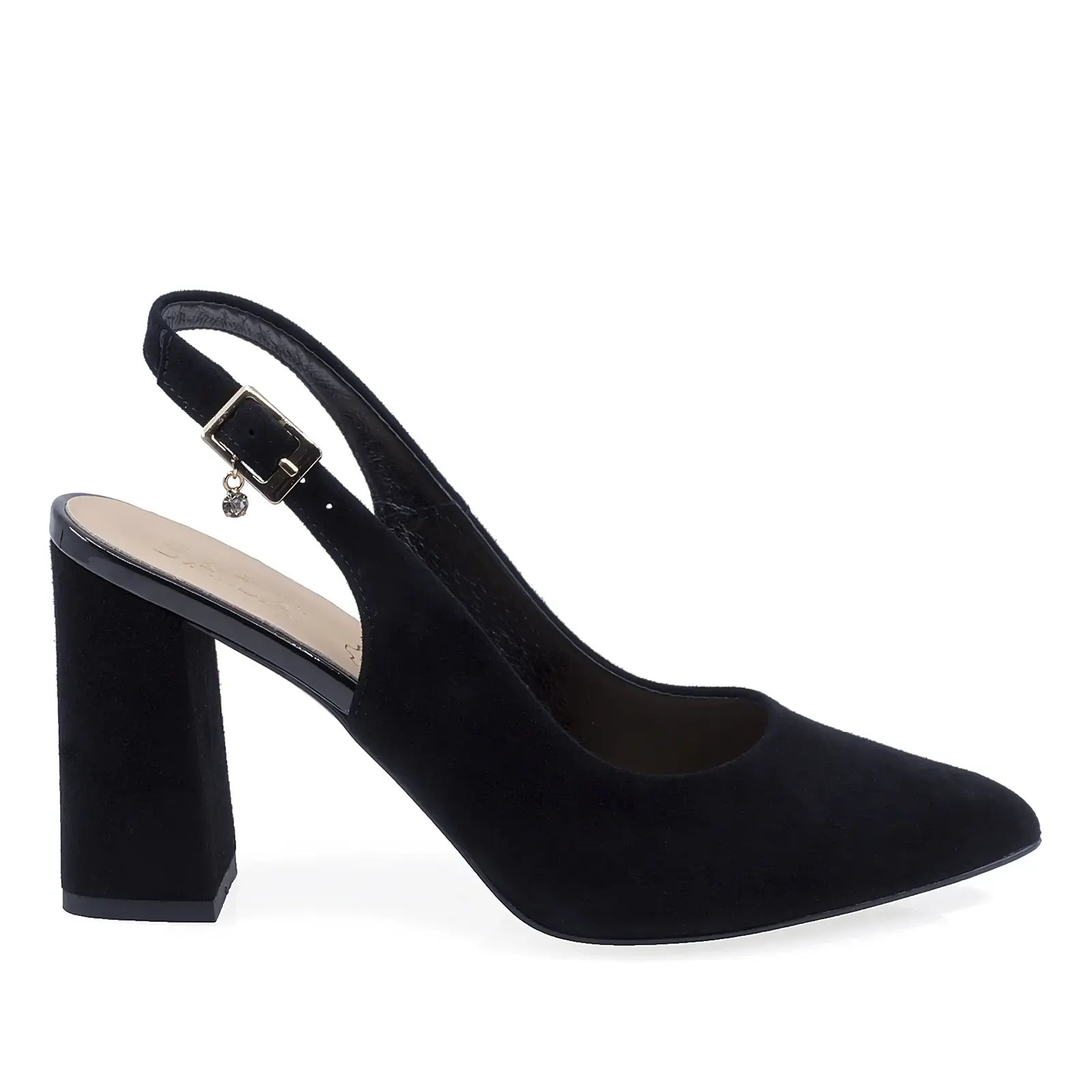 pantofi eleganti dama Sala 947 negri piele intoarsa toc patrat 8.5 cm vedere lateral dreapta