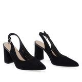 pantofi eleganti dama Sala 947 negri varf inchis piele intoarsa design sofisticat