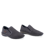 Pantofi bărbați Goretti nabuc gri închis, vedere din față, design elegant casual pentru ținute moderne