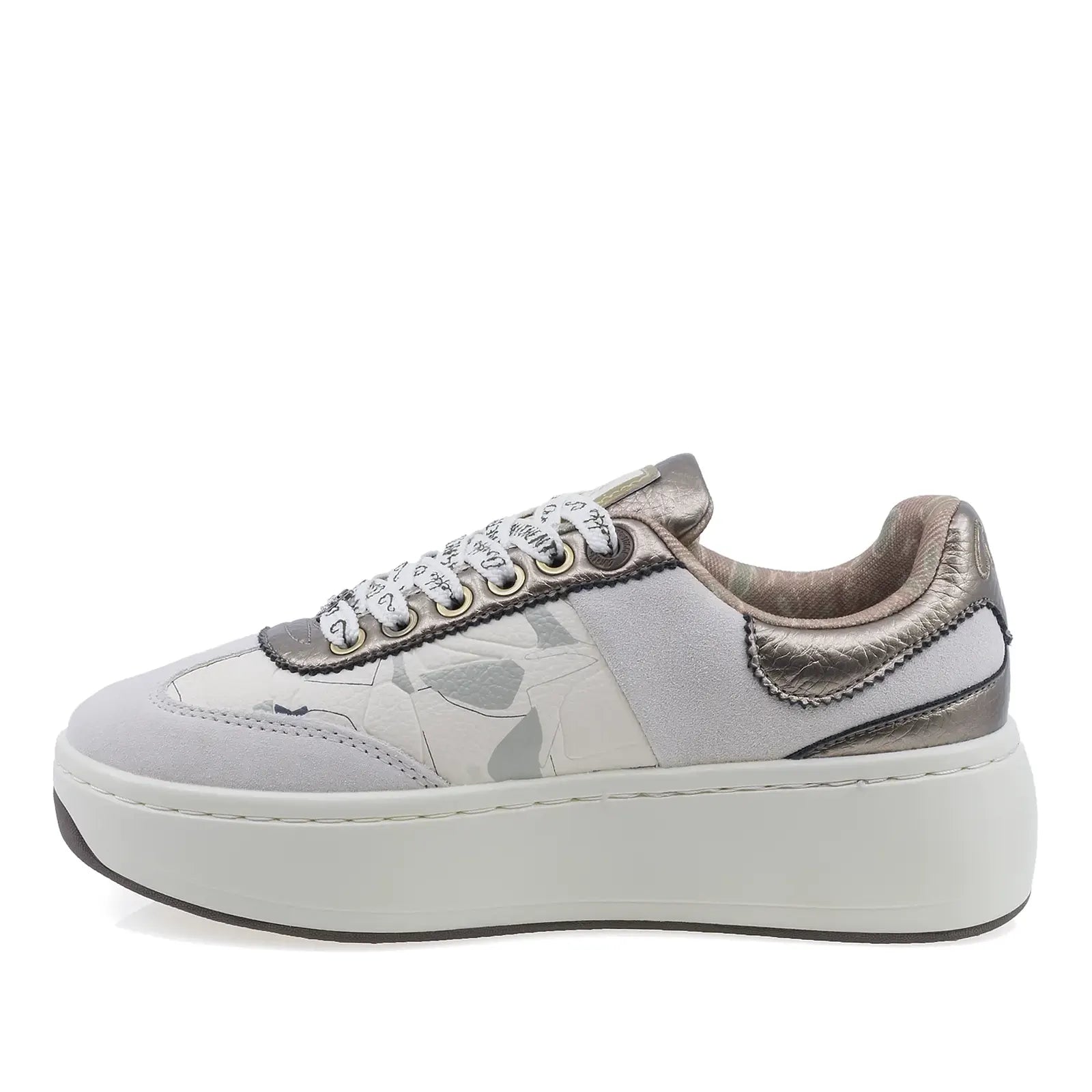 Pantofi sport damă Anekke bej piele naturală, vedere lateral stânga cu design original