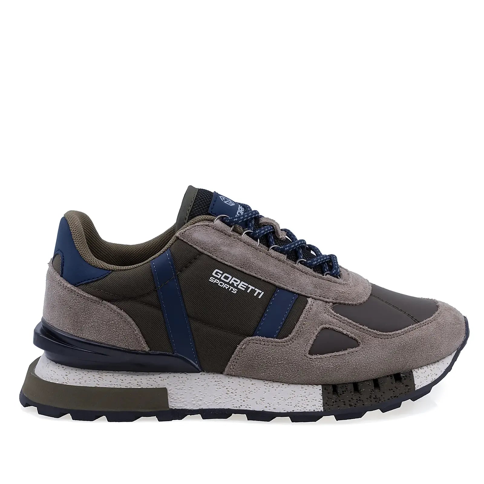 Pantofi sport bărbați Goretti maro, lateral dreapta, piele întoarsă și design modern confortabil