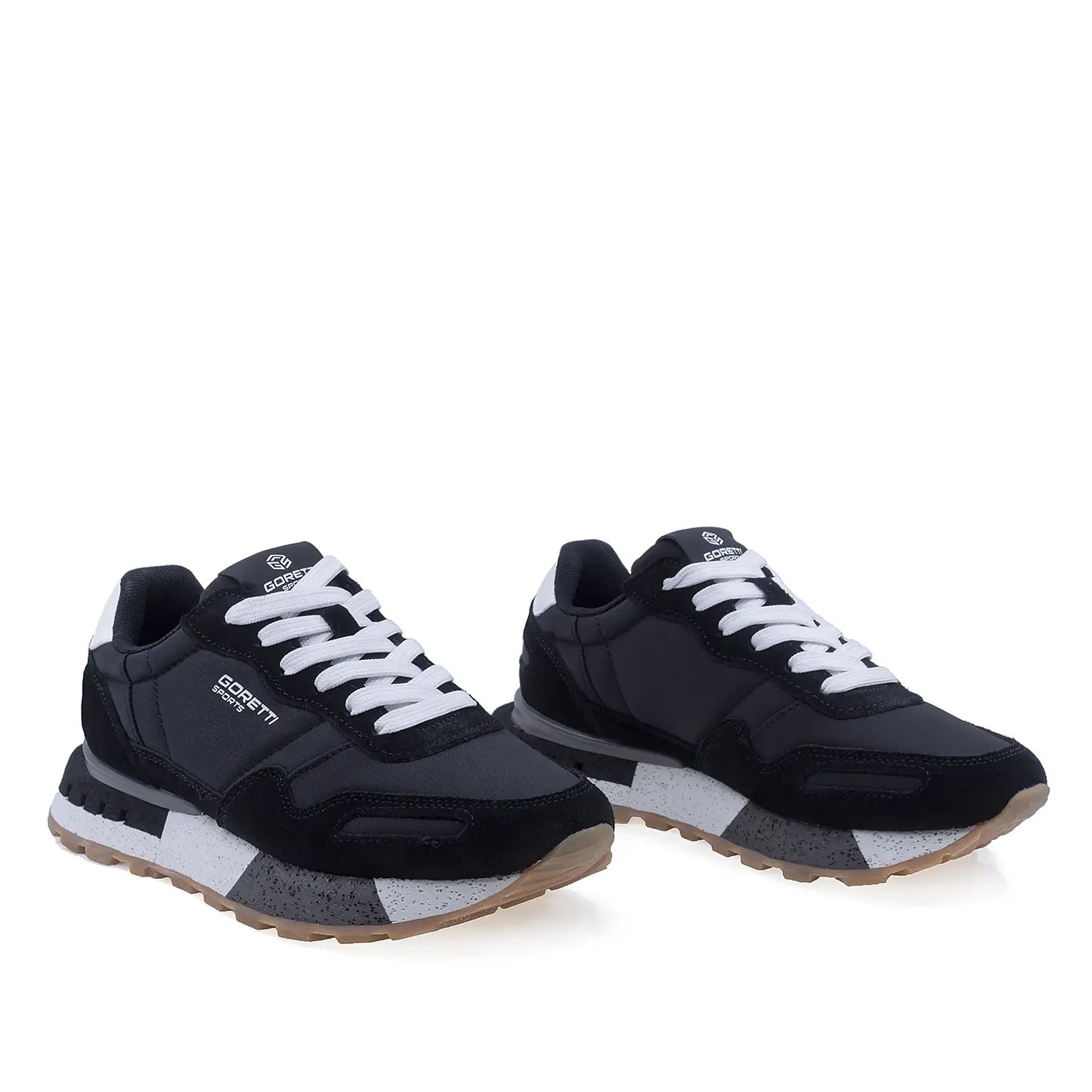 pantofi sport dama Goretti negri vedere fata piele intoarsa stil modern confortabil