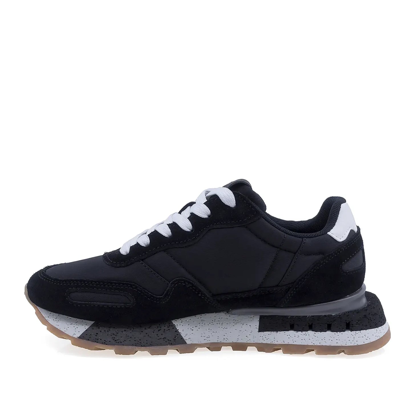 pantofi dama sport Goretti negri piele intoarsa lateral stanga design modern casual