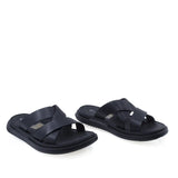 Papuci barbati casual Goretti B111-D17205 negri din piele naturala vedere din fata design modern