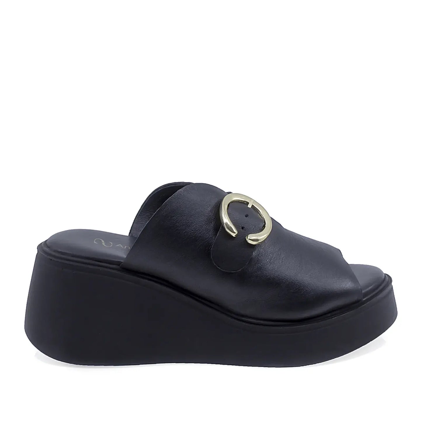 Papuci damă casual Anna Viotti D202-82383 negri, vedere laterală dreapta, confort și stil pentru fiecare zi