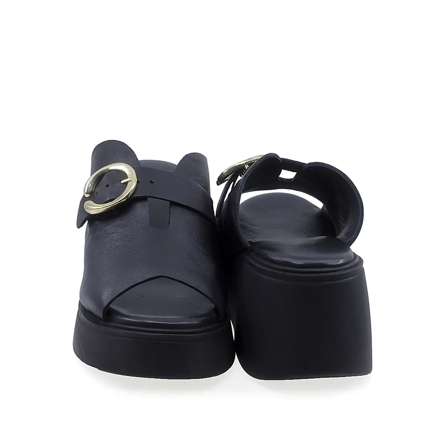 Papuci damă casual Anna Viotti D202-82383 negri, platformă de 6,5 cm și susținere optimă pentru utilizare