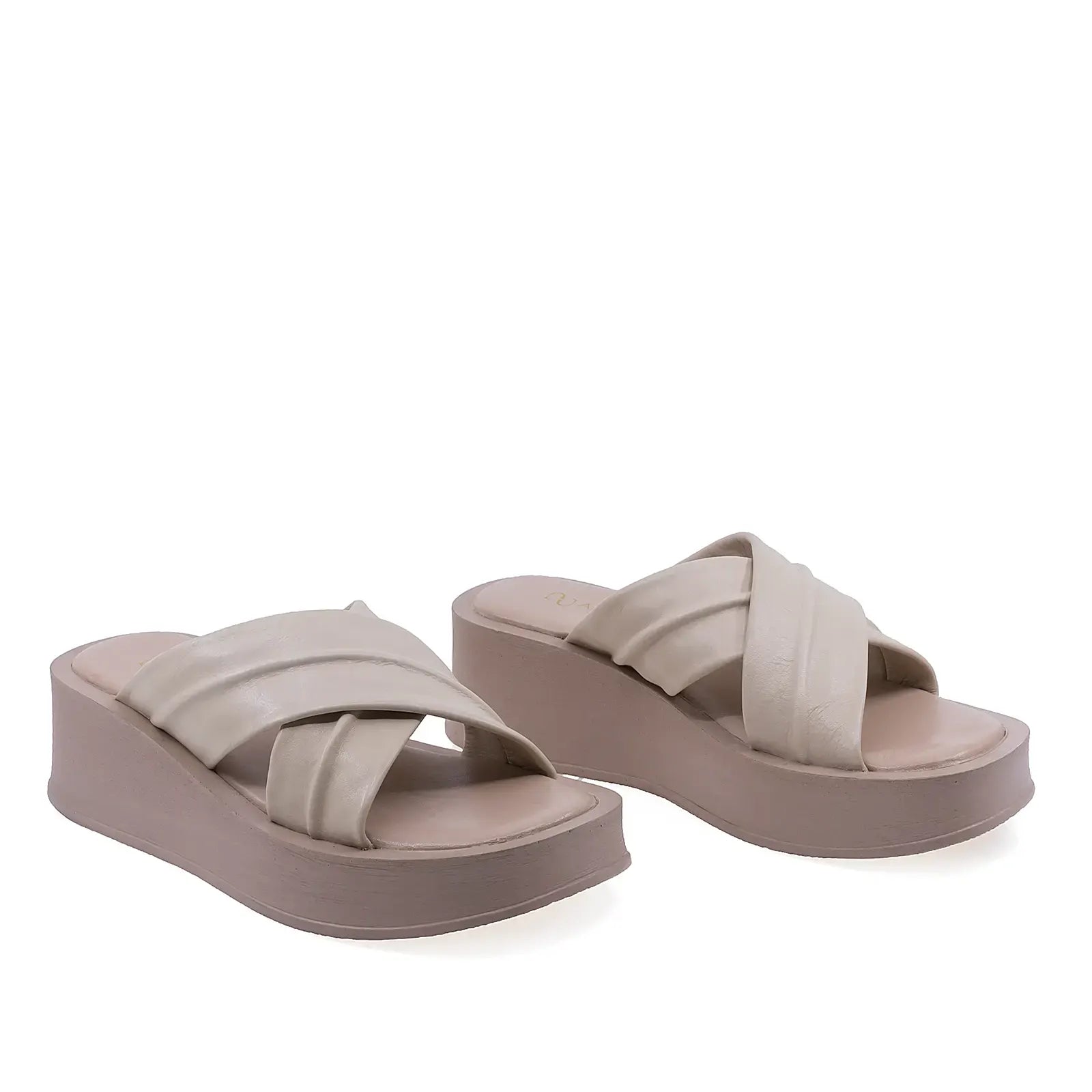 Papuci damă Anna Viotti D202-82406 ivory din piele naturală, model casual modern și confortabil