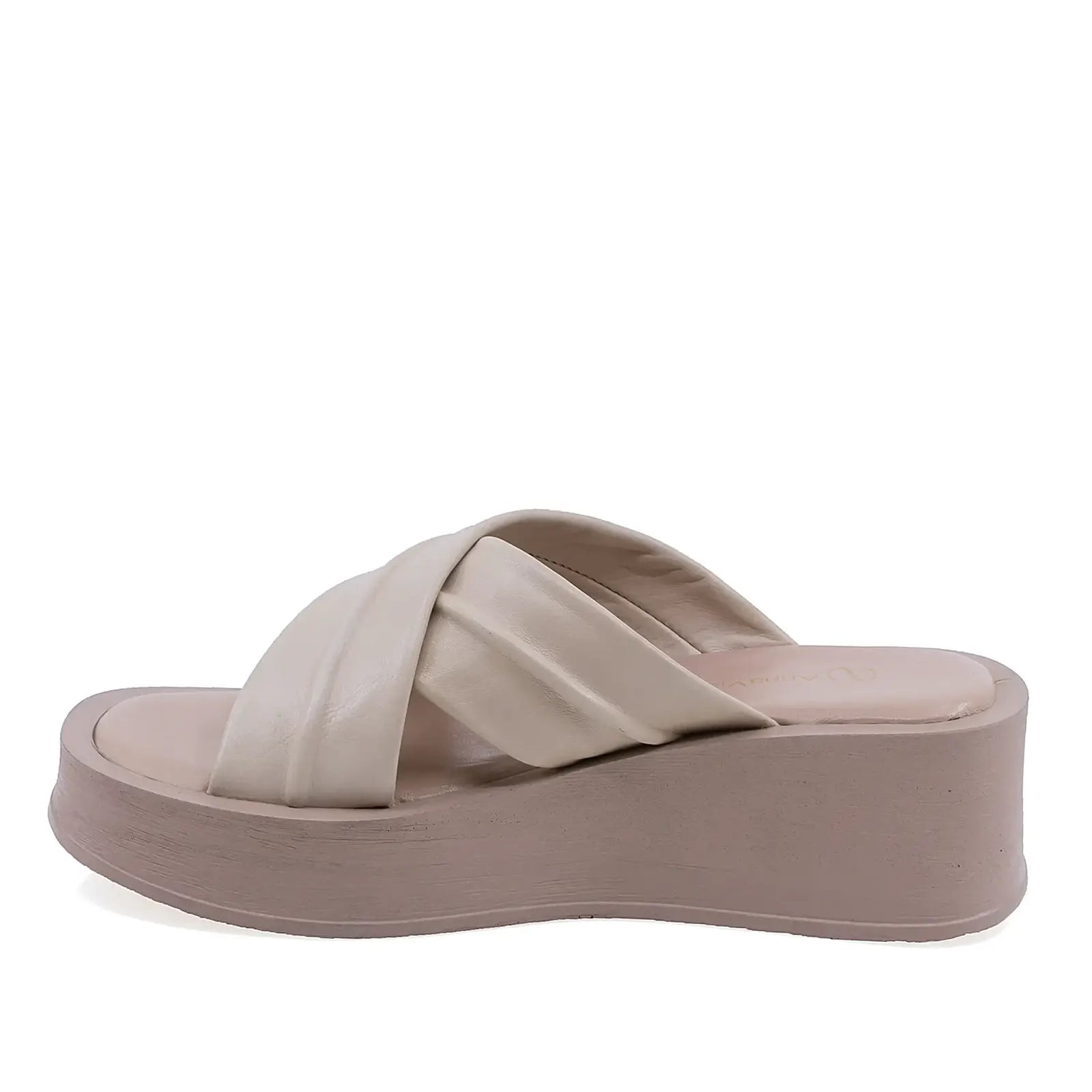Papuci damă Anna Viotti D202-82406 ivory din piele naturală, platformă confortabilă și design feminin