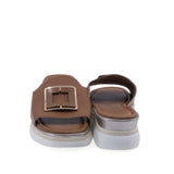 Papuci damă casual Anna Viotti D22-L1063 coniac, cu platformă de 5 cm pentru susținere și confort zilnic