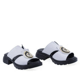 Papuci dama Anna Viotti D22-S637 albi din piele naturala box