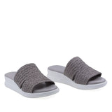Papuci damă Anna Viotti D26-739 gri din piele naturală cu aspect împletit