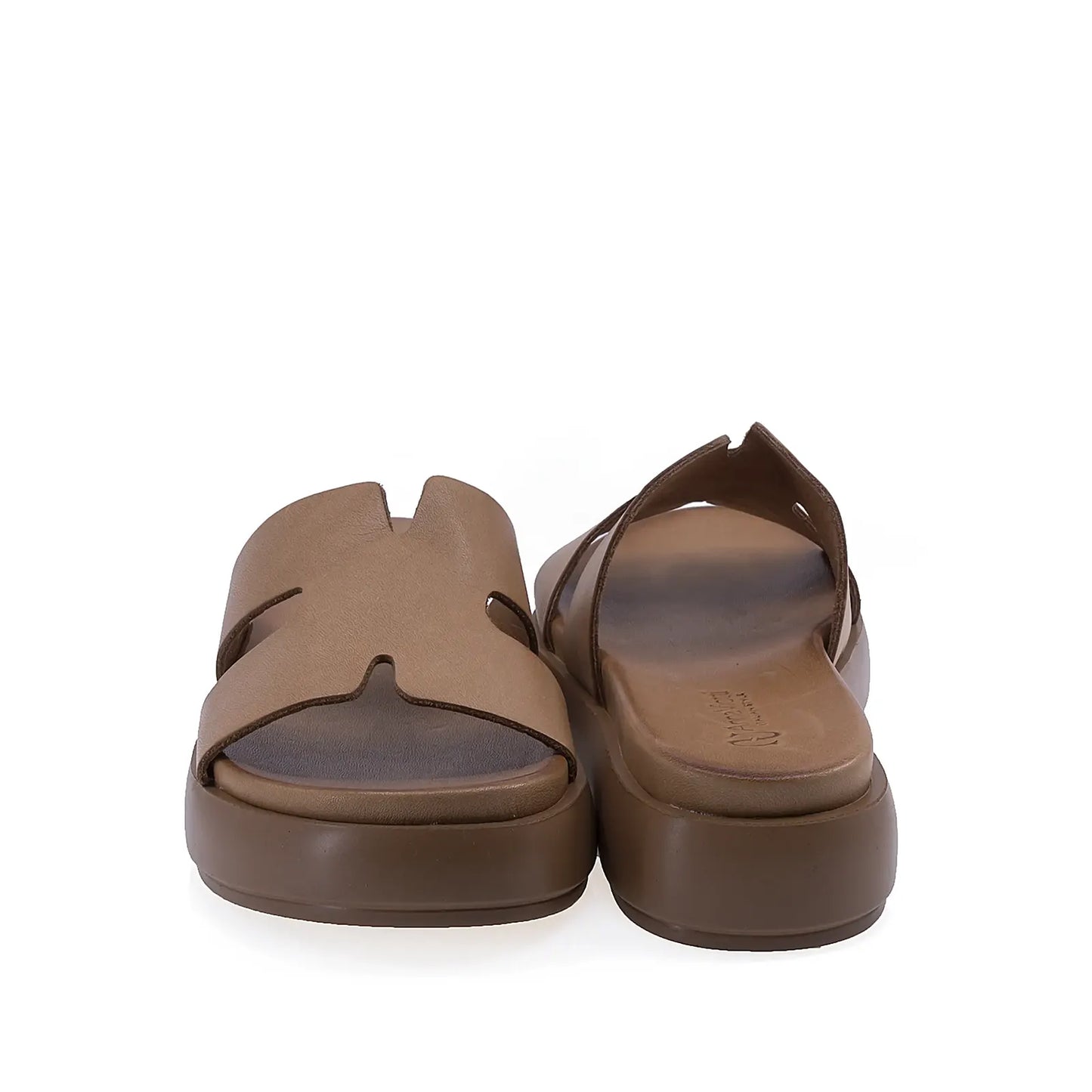 Papuci dama casual Anna Viotti D58-2713 coniac, cu talpa stabila si platforma confortabila pentru utilizare zilnica