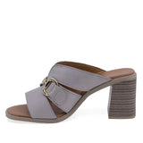 Papuci damă Anna Viotti D58-3032 gri din piele naturală, cu toc stabil și aspect elegant