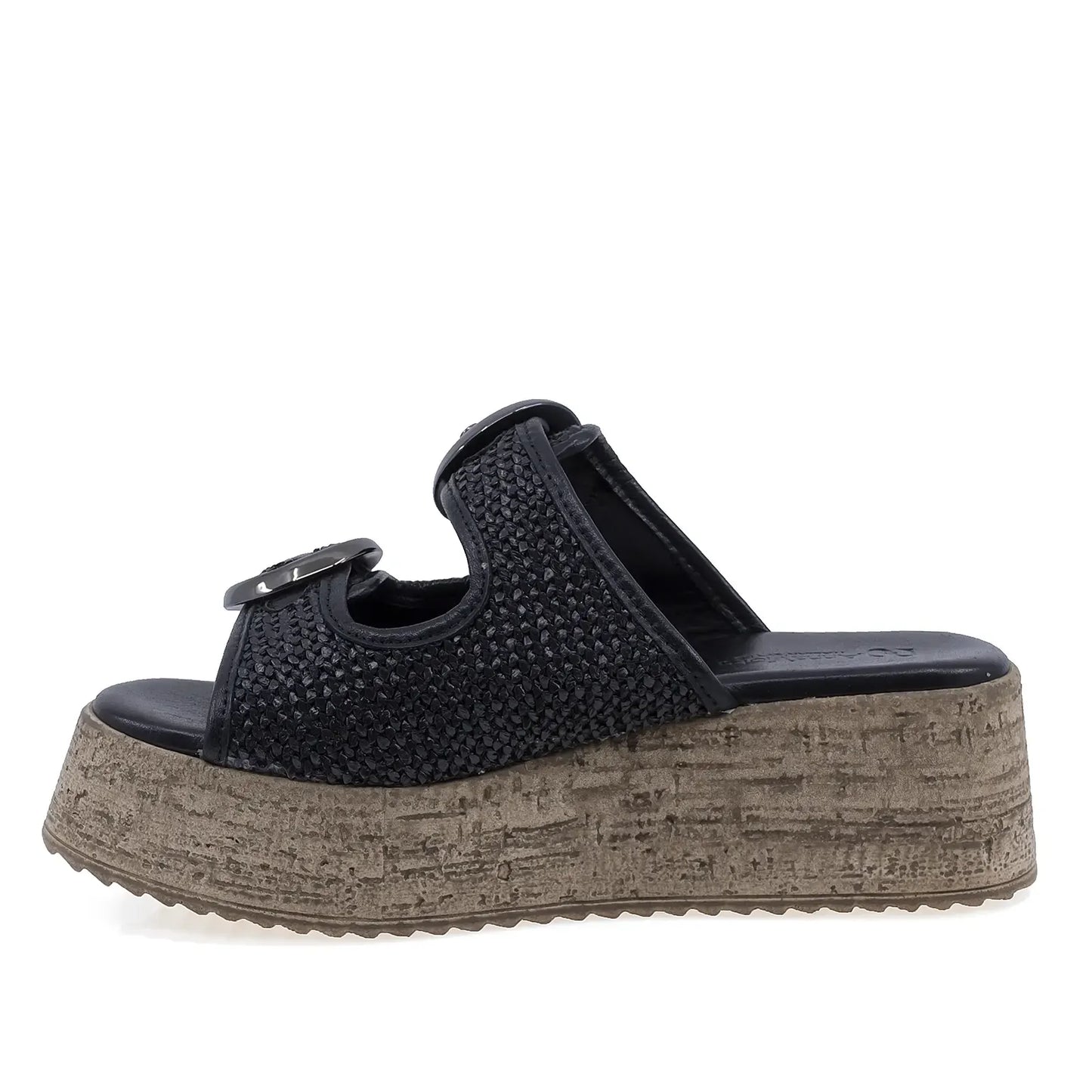 Papuci dama casual Anna Viotti D58-7005 din piele naturala negri, vedere laterala stanga