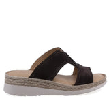 Papuci damă casual Anna Viotti D60-432 maro, vedere laterală dreapta, confortabili pentru purtare zilnică