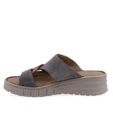 Papuci dama Anna Viotti D60-453 gri coniac din piele naturala, cu platforma usoara si design modern