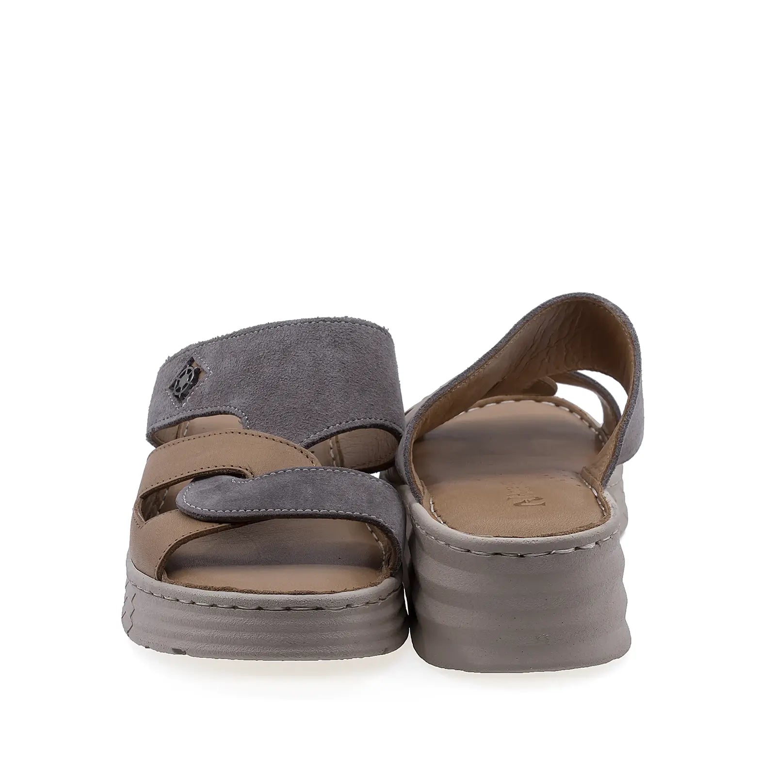 Papuci dama casual Anna Viotti D60-453 gri coniac, platforma stabila pentru confort pe durata intregii zile