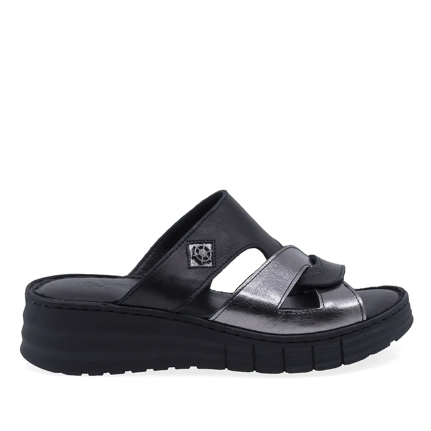 Papuci dama Anna Viotti D60-453 negri, vedere laterala dreapta, model casual confort
