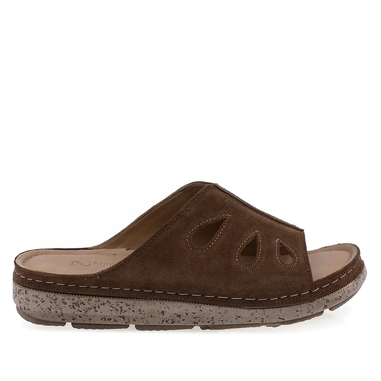 Papuci dama casual Anna Viotti D60-M206 coniac, vedere laterala dreapta, confortabili pentru purtare zilnica