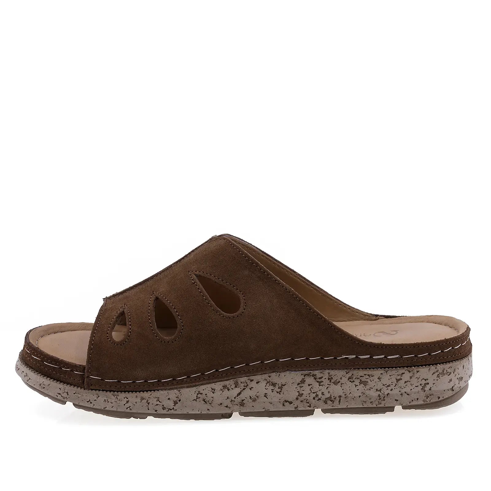 Papuci dama Anna Viotti D60-M206 coniac din piele naturala intoarsa, design modern si confort sporit