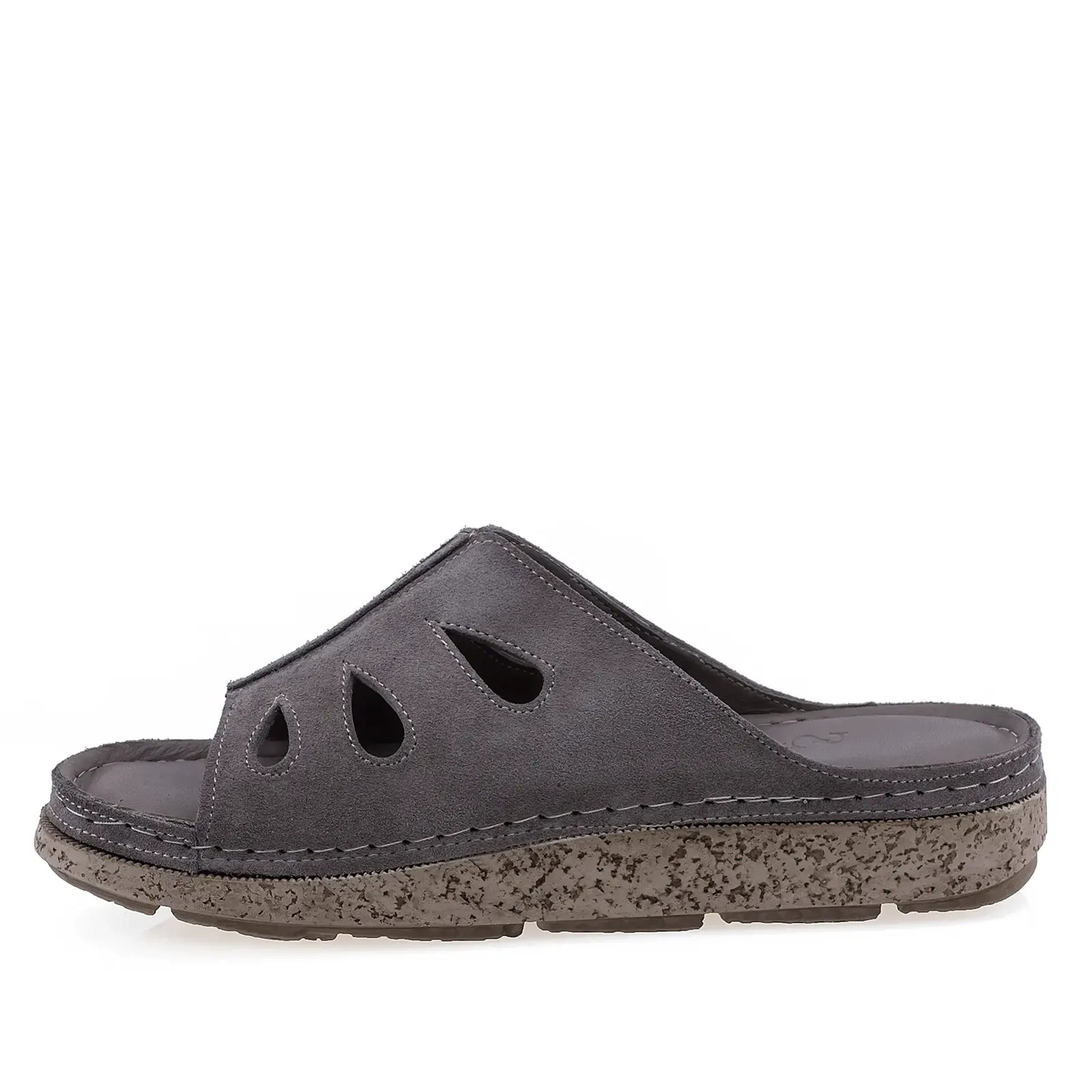 Papuci dama Anna Viotti D60-M206 gri din piele naturala intoarsa, design modern si confort sporit la mers