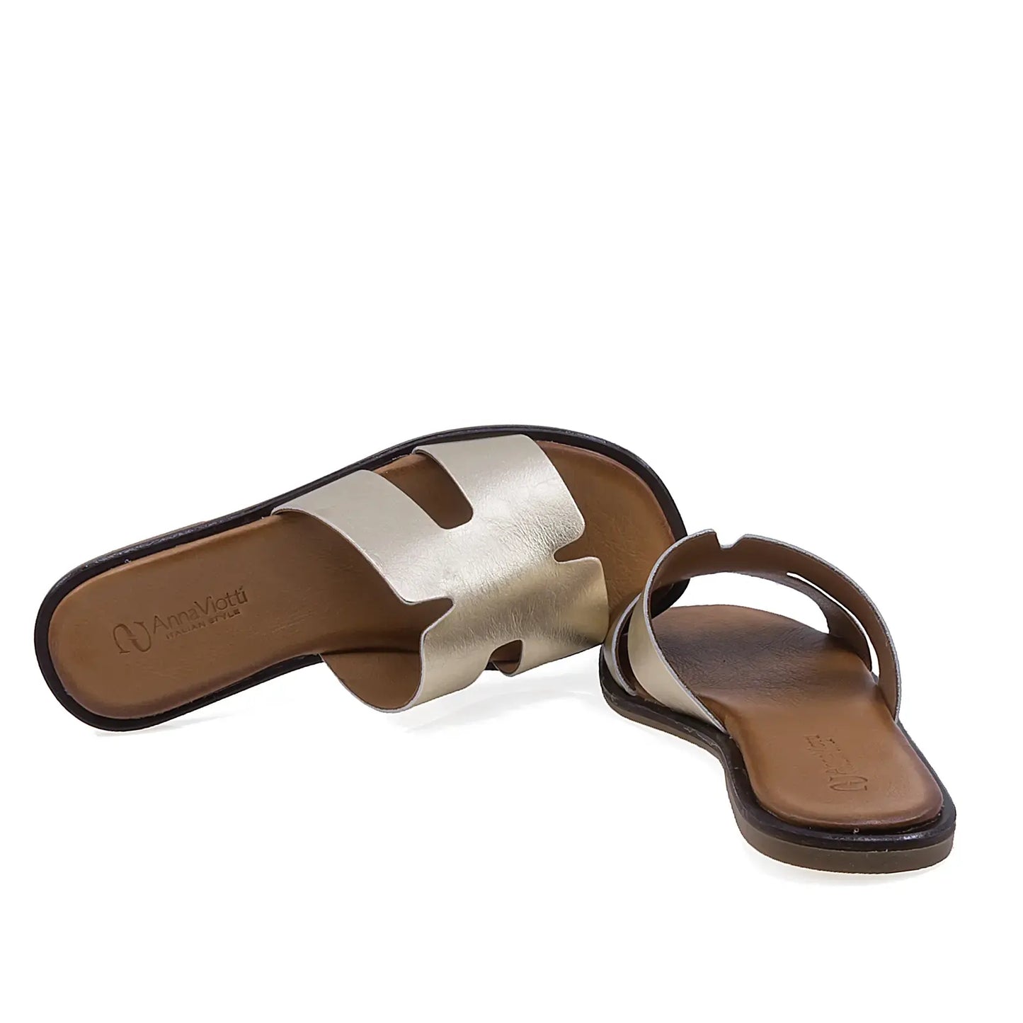Papuci dama Anna Viotti D58-2317 cu interior din mesina naturala si confort ridicat pentru purtare zilnica
