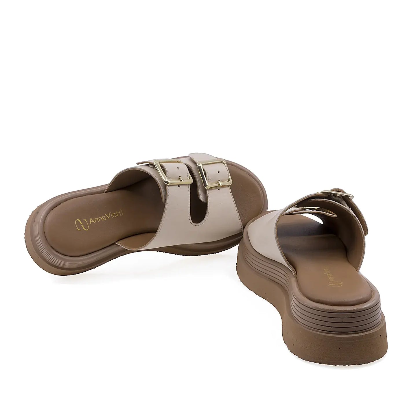 Papuci dama Anna Viotti D202-82370 cu brant confortabil din mesina naturala pentru purtare zilnica