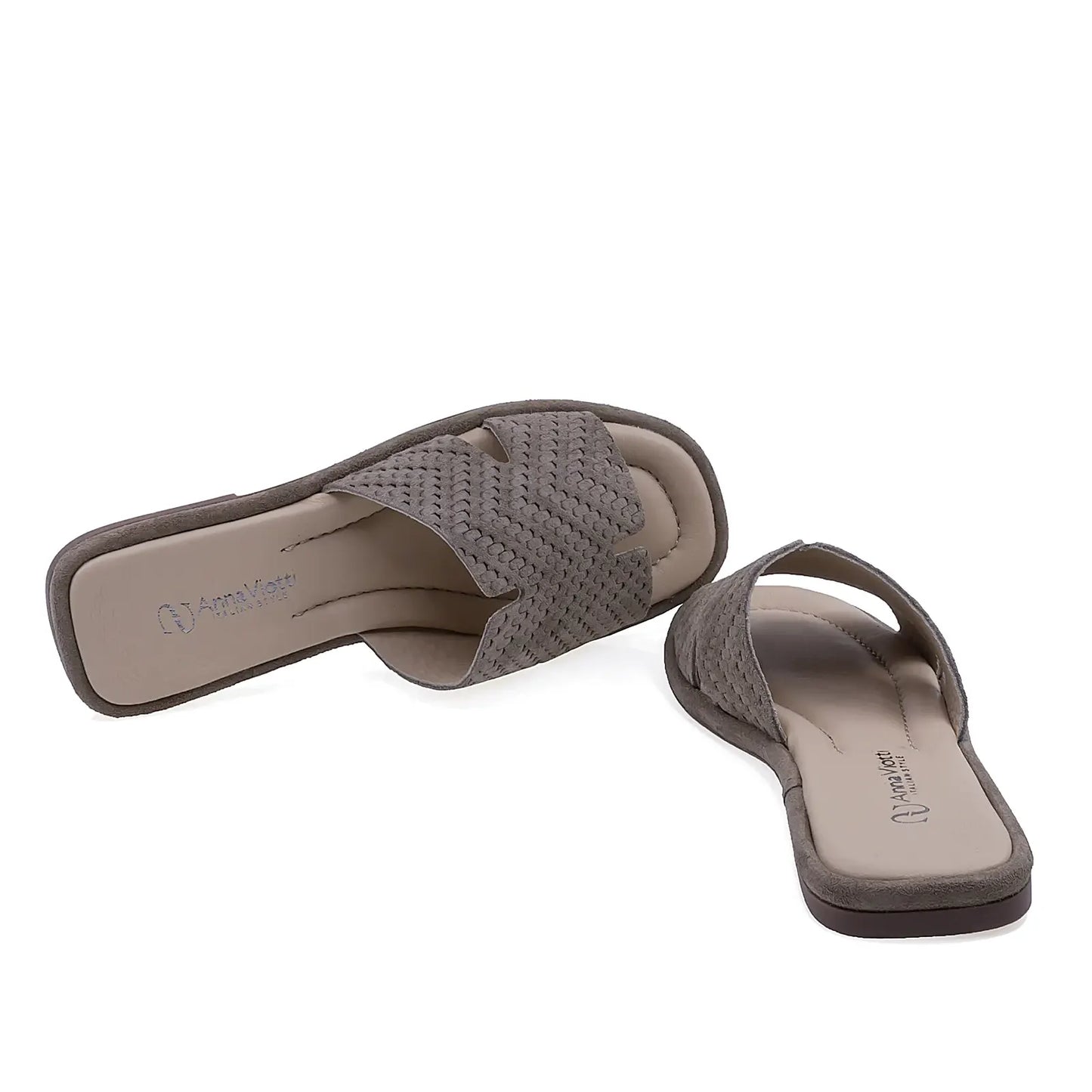 Papuci dama Anna Viotti D75-29645 cu brant confortabil din mesina naturala pentru purtare zilnica