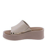 Papuci dama Anna Viotti D202-82160 piele naturala ivory vedere lateral stanga cu platforma confortabila