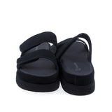 Papuci dama casual Anna Viotti din piele intoarsa neagra vedere spate cu platforma moderna si confortabila