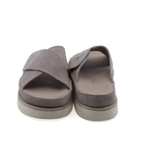 Papuci dama casual Anna Viotti D113-OWS002-9 vedere spate piele intoarsa bej cu platforma moderna