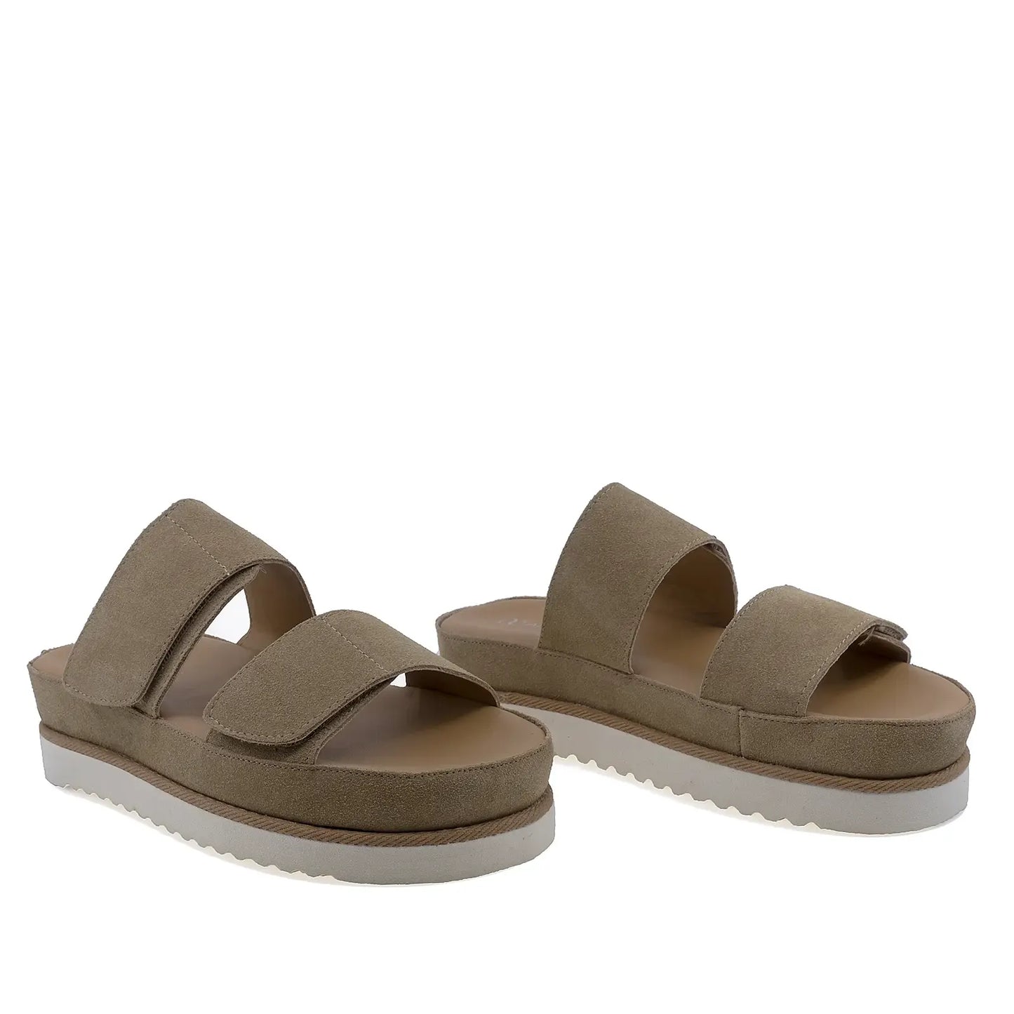 Papuci dama casual Anna Viotti D113-OWS002 piele intoarsa bej vedere din fata stil relaxat