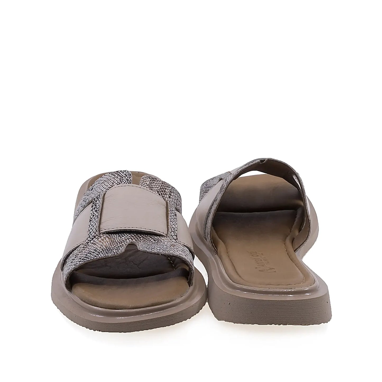Papuci dama casual Anna Viotti D57-618 vedere spate piele naturala bej cu design elegant de vara