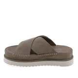Papuci dama casual Anna Viotti din piele intoarsa cafe vedere lateral stanga design modern si feminin