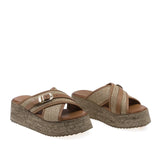Papuci dama casual Anna Viotti D58-7001 din piele naturala coniac vedere din fata cu platforma moderna