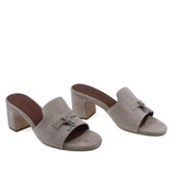 Papuci dama casual eleganti Anna Viotti D105-N6295 piele intoarsa bej vedere din fata design modern