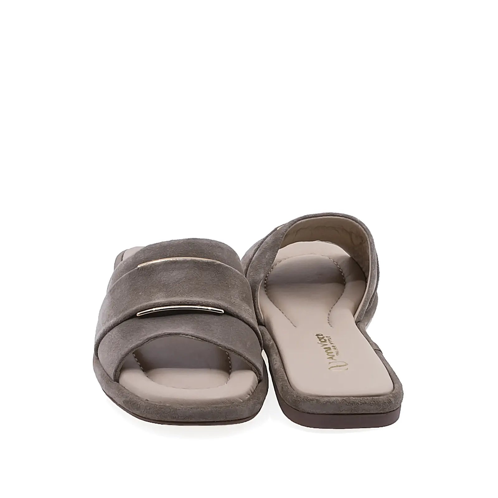 Papuci dama casual Anna Viotti D75-29622 vedere din spate piele intoarsa gri stil modern