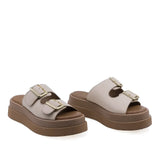 Papuci dama casual Anna Viotti D202-82370 piele naturala ivory vedere din fata stil modern